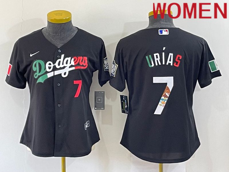 Women Los Angeles Dodgers 7 Urias Black Nike 2022 MLB Jersey2